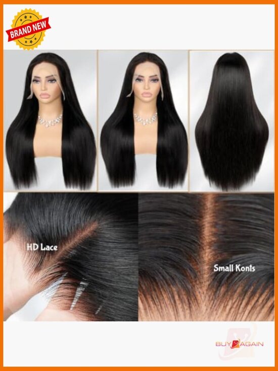 13x6 HD Lace Front Wig Human Hair 200 Density Straight Glueless main image 5